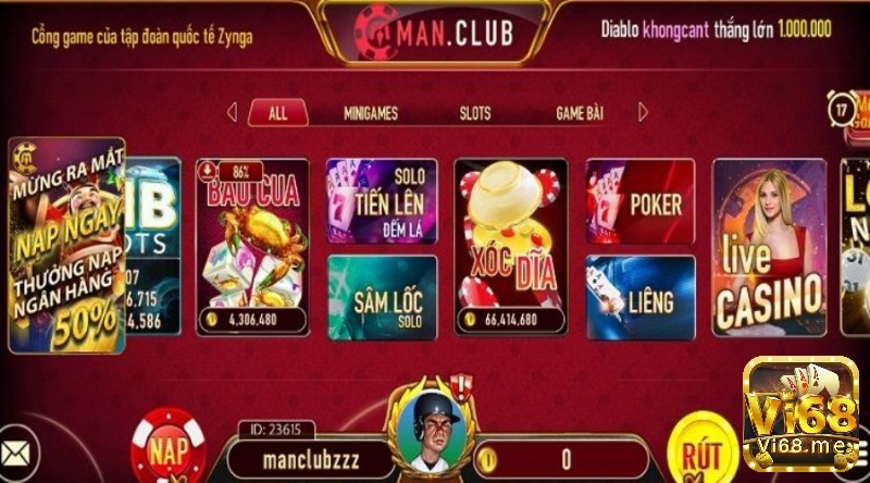 Game đánh bài đổi thưởng mới nhất MAN CLUB có nhiều điểm mạnh