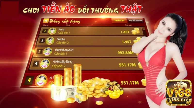 Chơi game bài đổi xu thành tiền thật tại Vi68