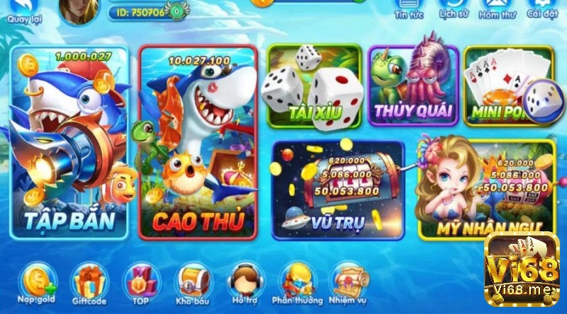 Các sảnh game bắn cá hay nhất tại nhà Vi68