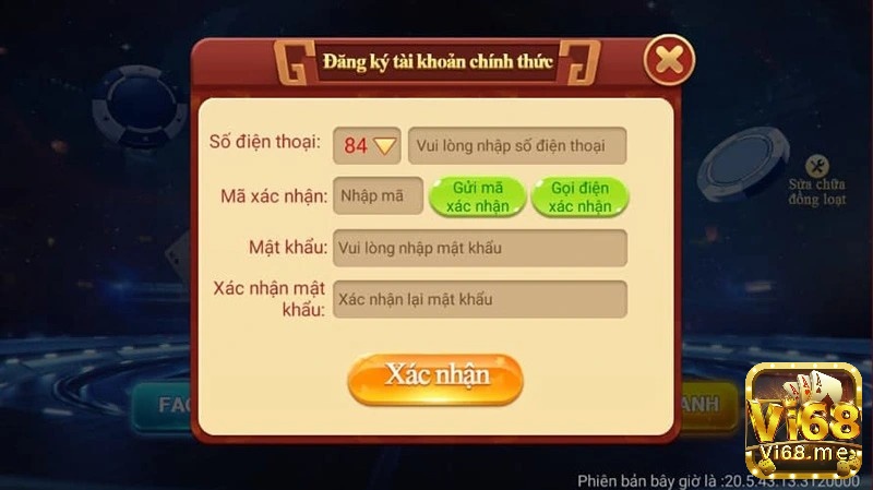 Tải Game CF68 ký tài khoản CF68 thành công