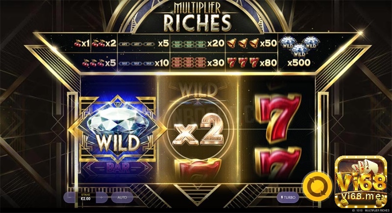 Giao diện chính của slot game Multiplier Riches cho người chơi mới